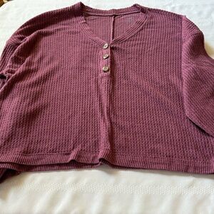 American Eagle Outfitters Mauve Waffle Knit Cardigan